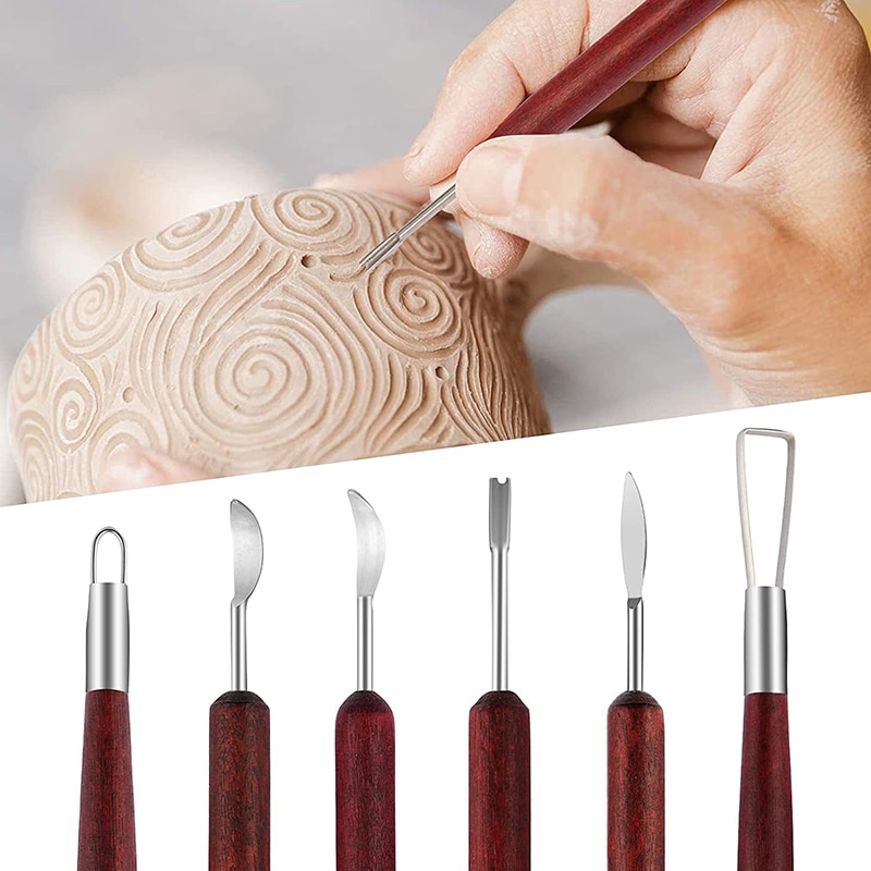 Wood Chisel Set - 6 buah alat tembikar ukiran lilin