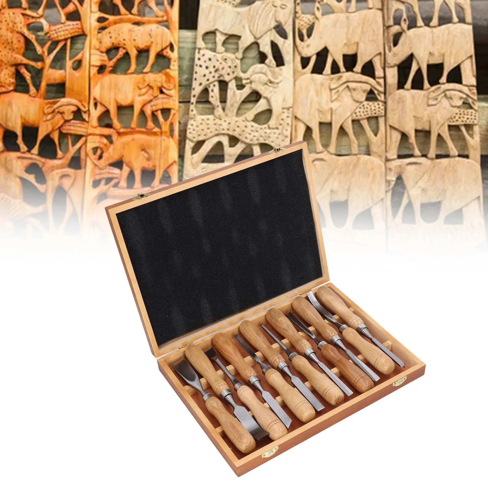 Wood Chisel Set - 12Pcs/Set Alat Ukir Kayu, Pisau CRV