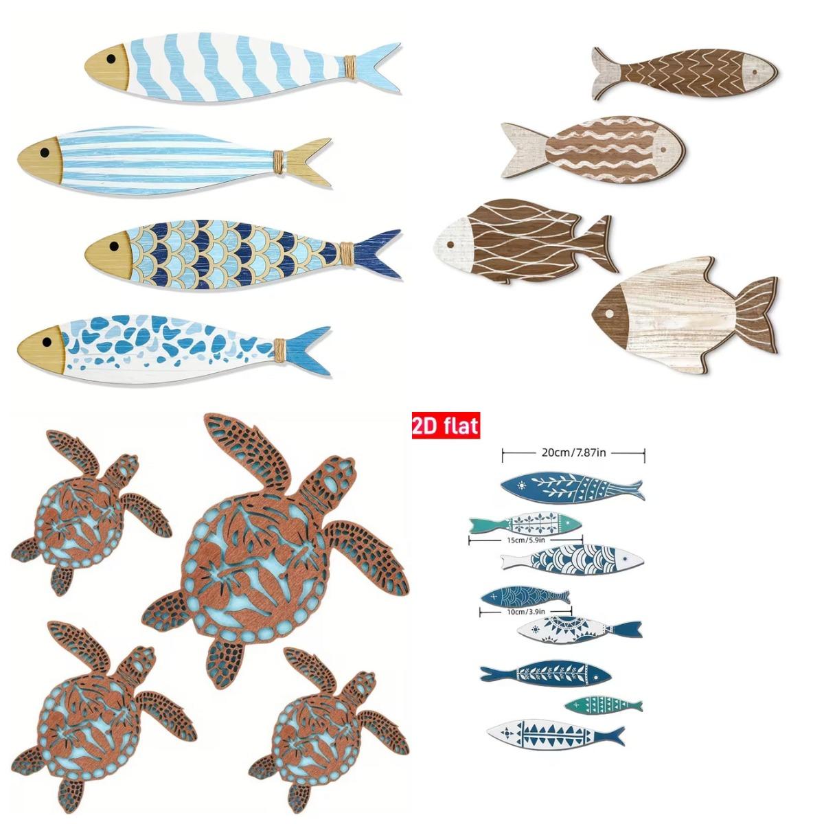 Woodworking Glue - Satu Set 4 Dekorasi Dinding Ikan