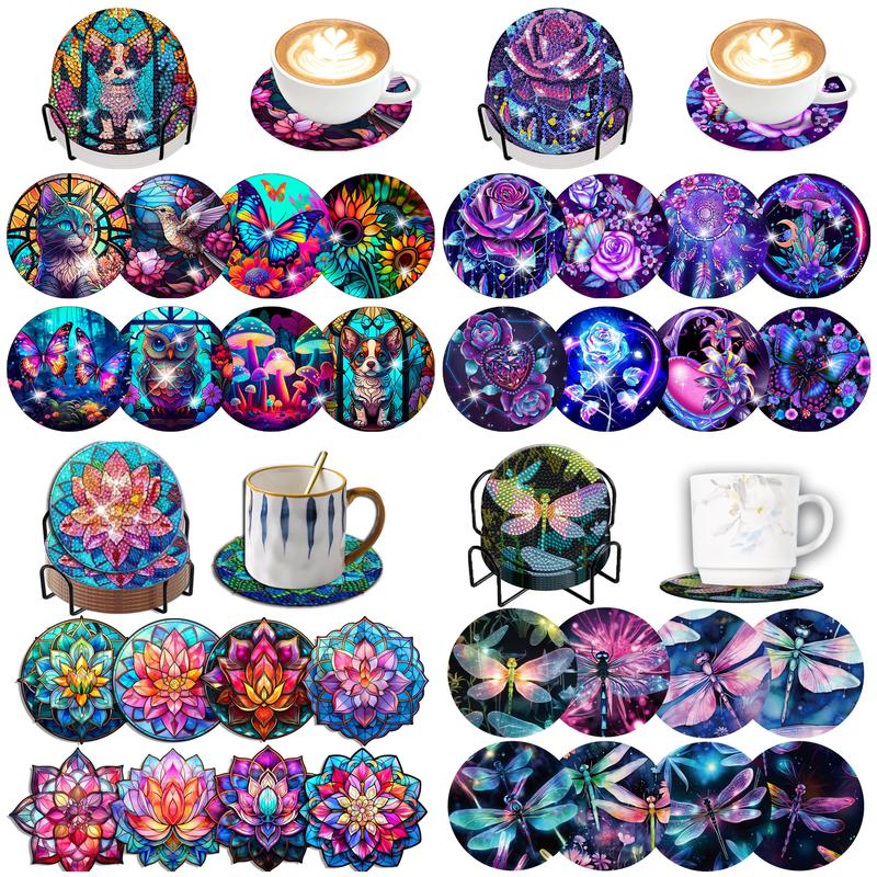 Woodworking Resin - 8 buah/Set DIY lukisan berlian coaster