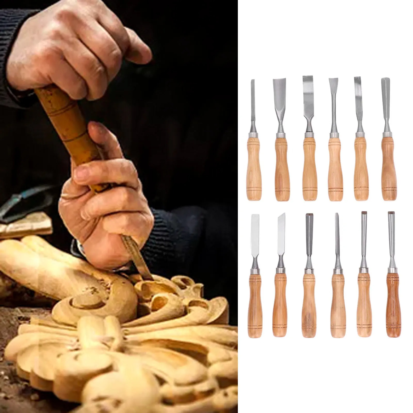 12Pcs/Set Alat Ukir Kayu, Pisa - Wood Chisel Set ulasan dan harga